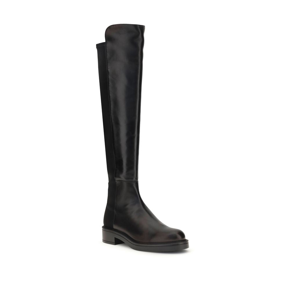 Stuart Weitzman Overknee-Stiefel aus schwarzem Leder