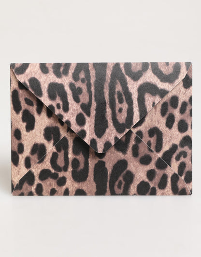 Dolce &amp; Gabbana – Mehrfarbiger Briefumschlag-Postkartenhalter aus Papier mit Leopardenmuster