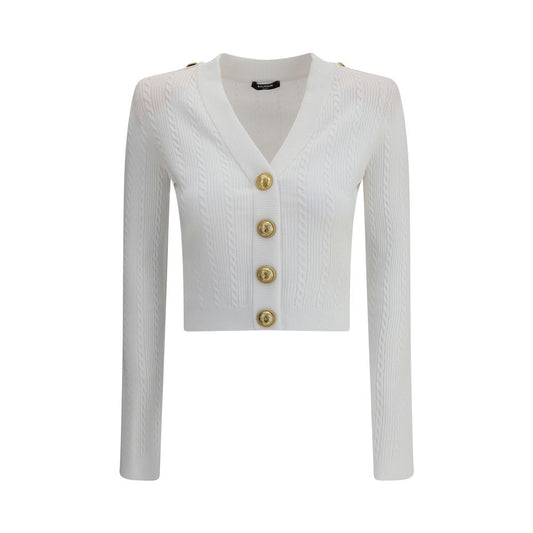 Balmain Weiße Viskose-Strickjacke