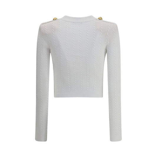 Balmain Weiße Viskose-Strickjacke