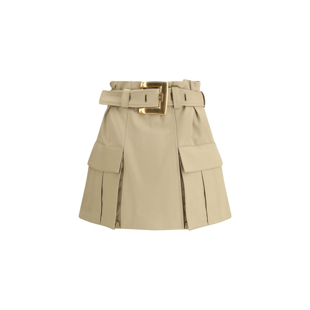 Beigefarbener Minirock aus Baumwolle von Balmain