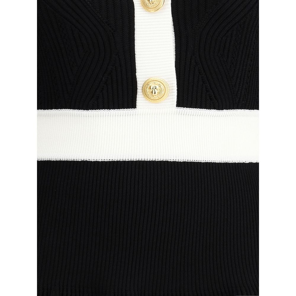 Schwarzes Balmain Freizeitkleid aus Viskose