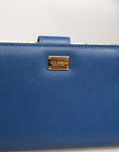 Dolce &amp; Gabbana – Kartenetui mit Reißverschluss und kontinentalem Fliesendruck aus blauem Leder