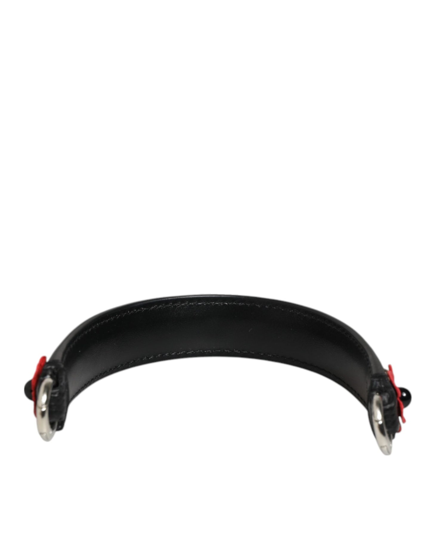 Dolce &amp; Gabbana Schwarz verzierter Ledertaschengriff Damen Schultergurt