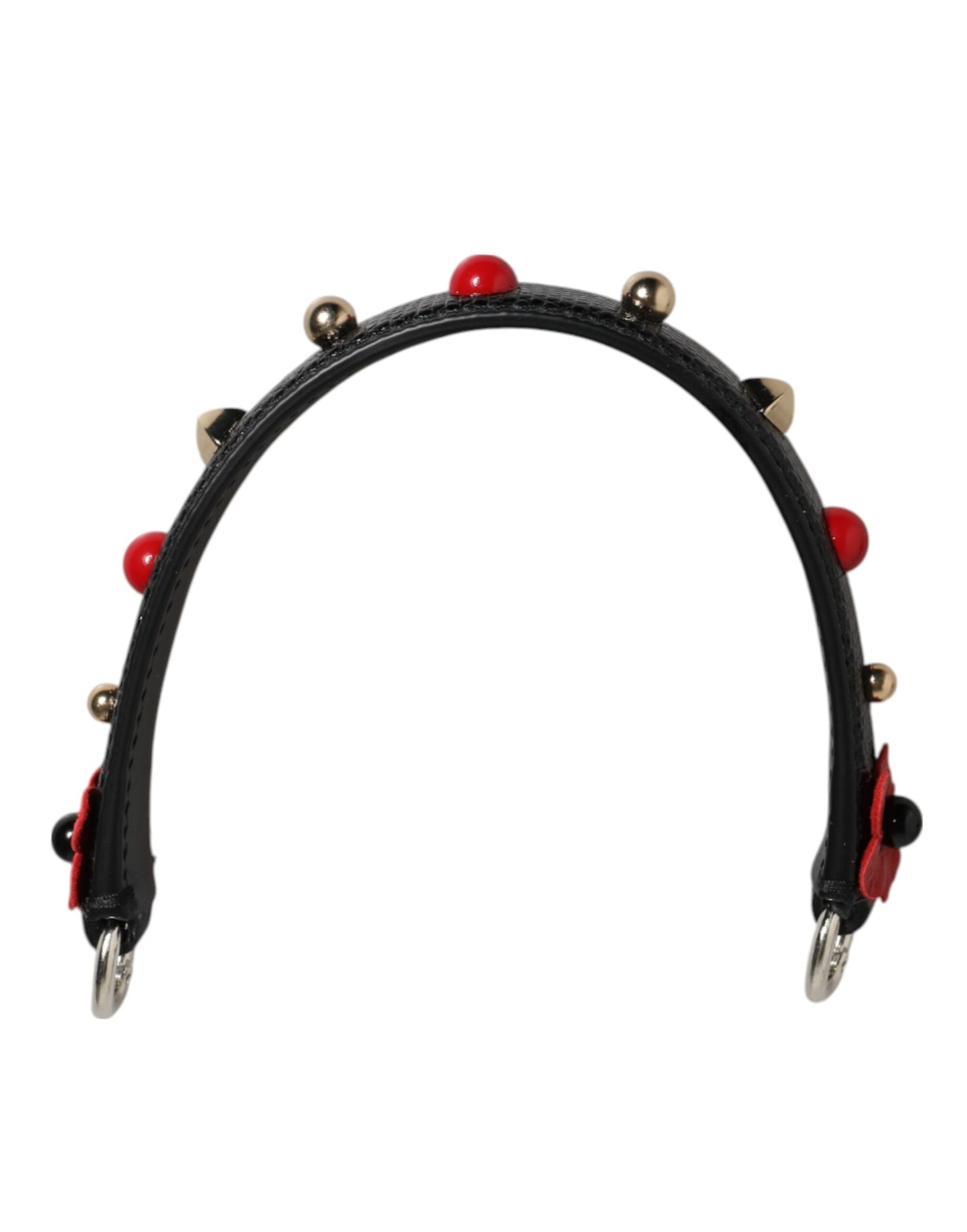 Dolce &amp; Gabbana Schwarz verzierter Ledertaschengriff Damen Schultergurt