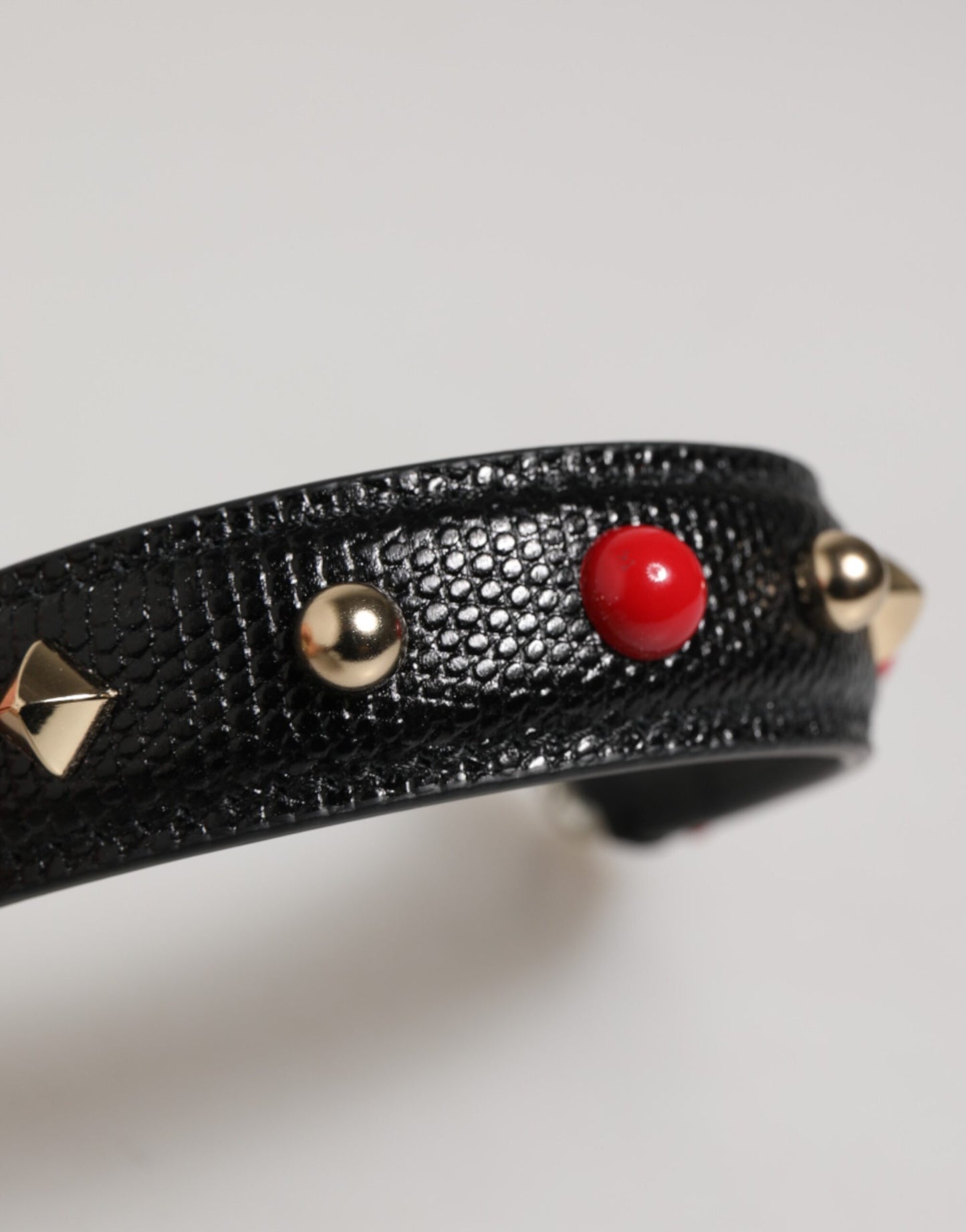 Dolce &amp; Gabbana Schwarz verzierter Ledertaschengriff Damen Schultergurt