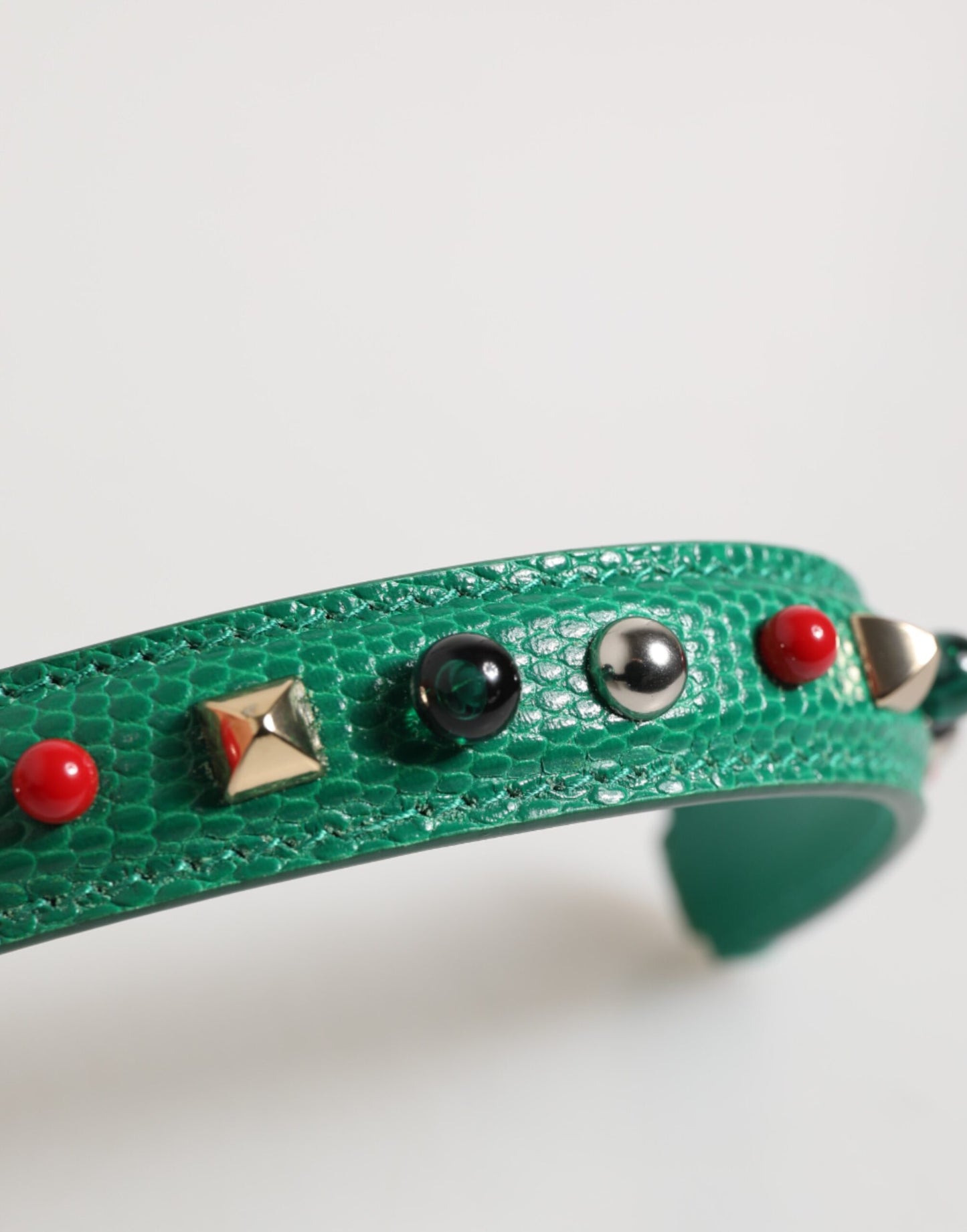 Dolce &amp; Gabbana Grün verzierter Ledertaschengriff Damen Schultergurt