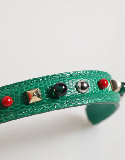 Dolce &amp; Gabbana Grün verzierter Ledertaschengriff Damen Schultergurt