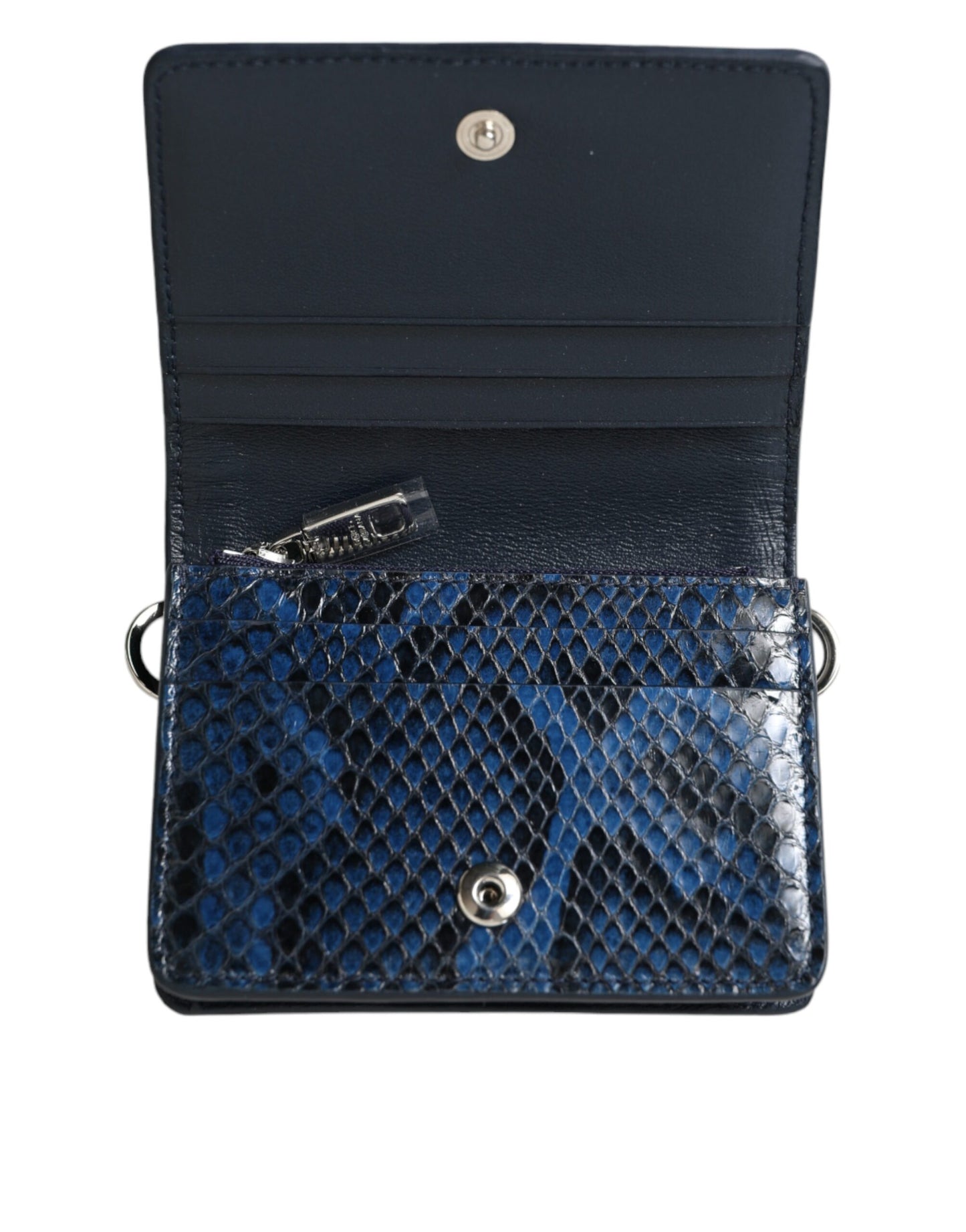 Dolce &amp; Gabbana – Mini-Schultertasche mit Umhängetasche und blauem Lederbesatz in Beige