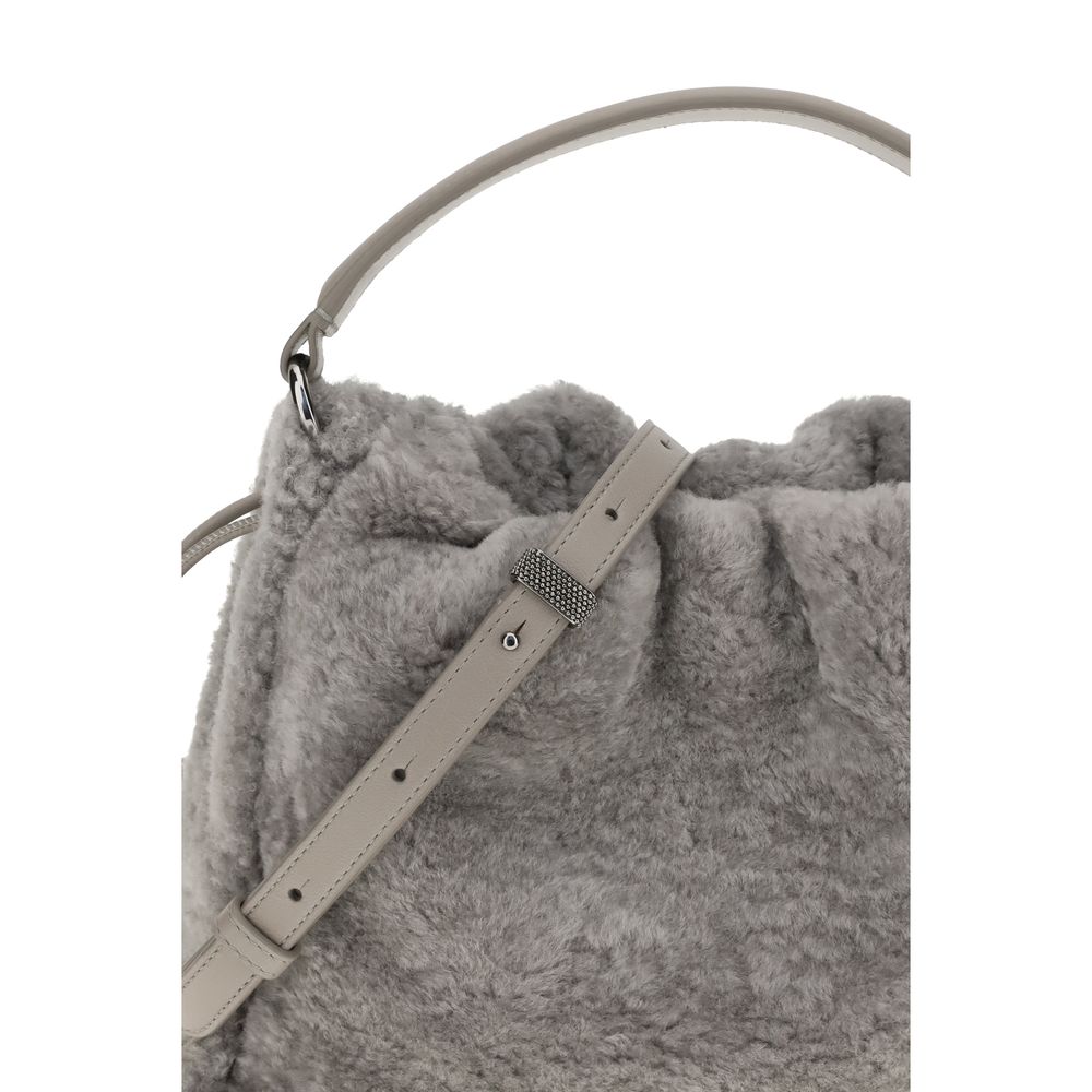 Brunello Cucinelli – Kleine Mellow-Schultertasche aus Shearling