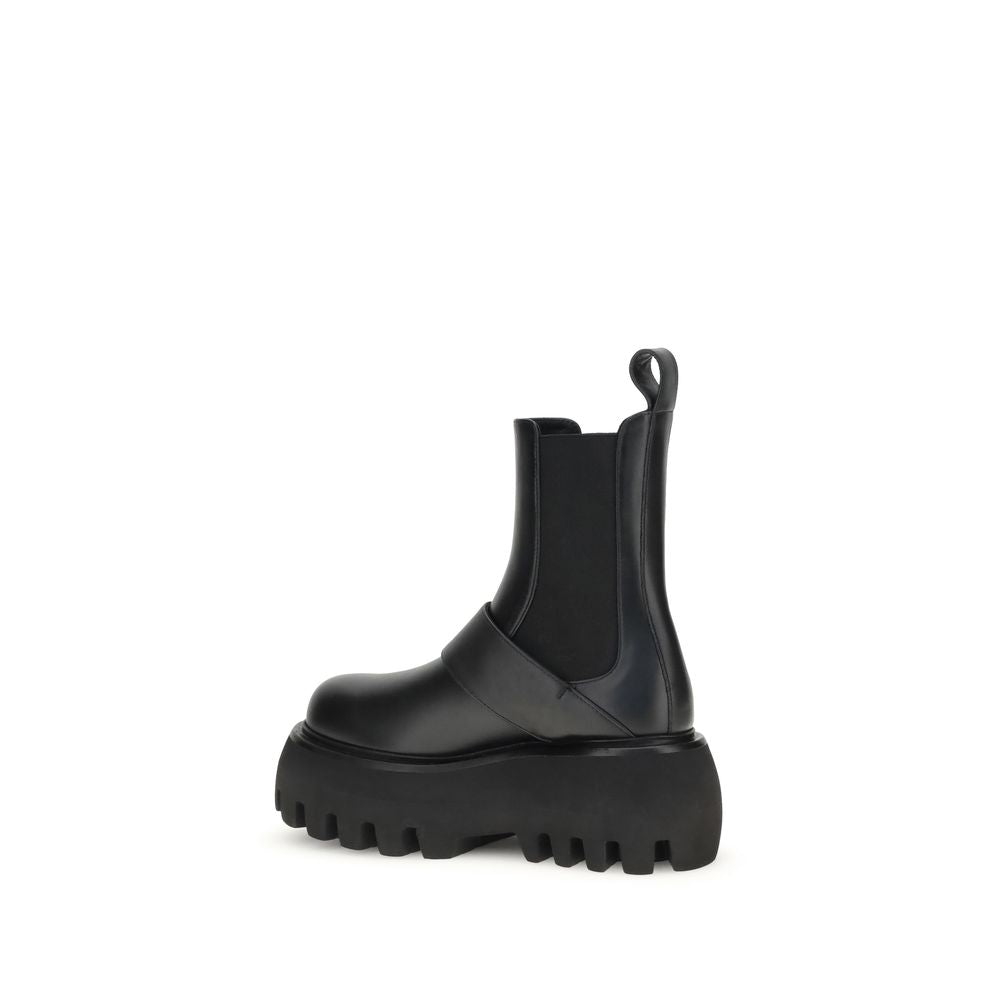 Alexander McQueen Schwarze Kalbsleder-Stiefel Bos Taurus mit Knöchelhohem Schaft