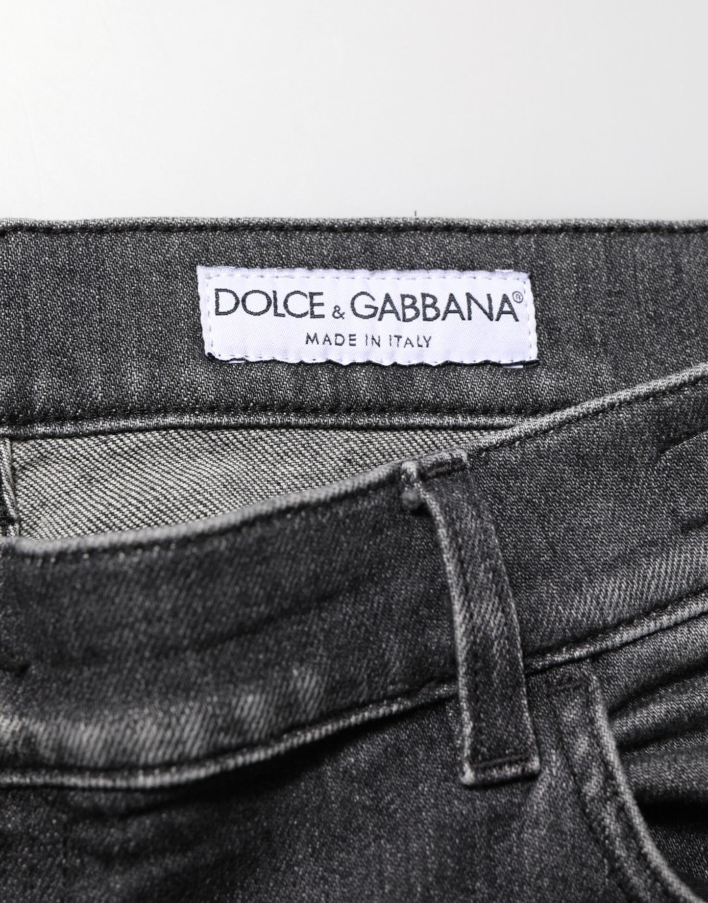Dolce &amp; Gabbana – Schmal geschnittene Jeans mit geradem Bein in Schwarz und Grau