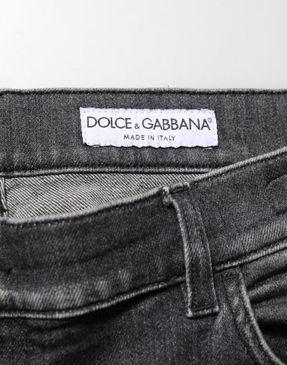 Dolce &amp; Gabbana – Schmal geschnittene Jeans mit geradem Bein in Schwarz und Grau