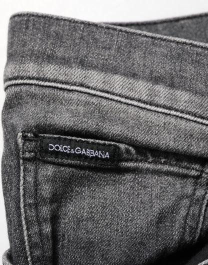 Dolce &amp; Gabbana – Schmal geschnittene Jeans mit geradem Bein in Schwarz und Grau