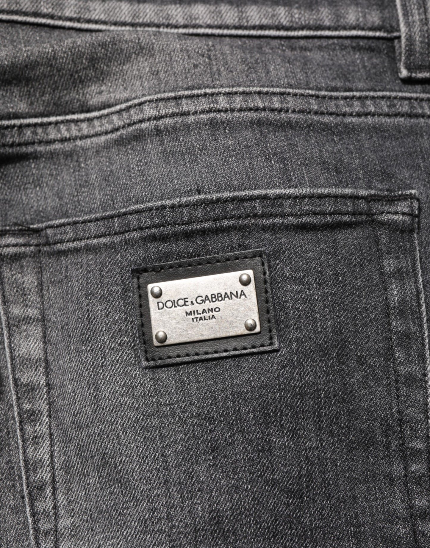 Dolce &amp; Gabbana – Schmal geschnittene Jeans mit geradem Bein in Schwarz und Grau