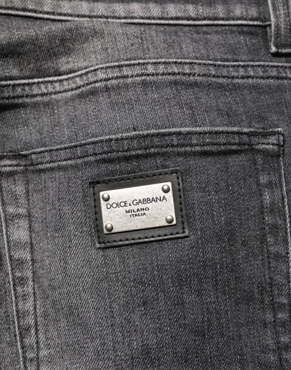 Dolce &amp; Gabbana – Schmal geschnittene Jeans mit geradem Bein in Schwarz und Grau