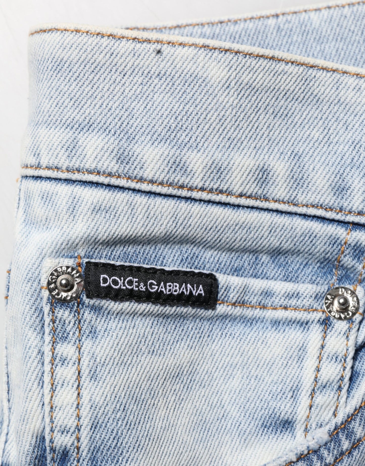 Dolce &amp; Gabbana – Hellblaue Slim-Fit-Jeans im Used-Look mit Rissen