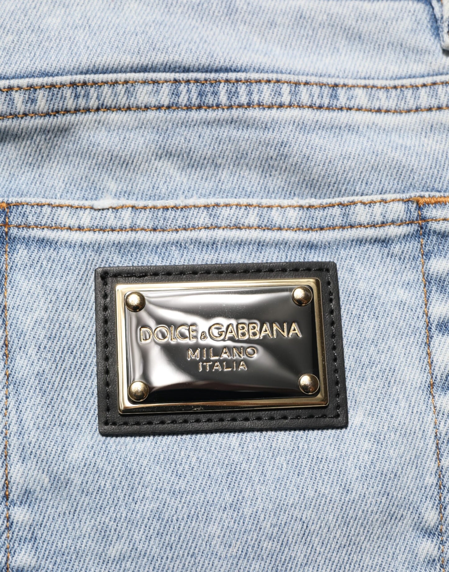 Dolce &amp; Gabbana – Hellblaue Slim-Fit-Jeans im Used-Look mit Rissen