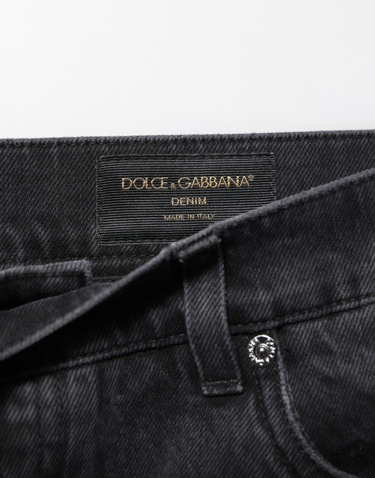 Dolce &amp; Gabbana – Schwarze Jeanshose mit weitem Bein und entspannter Passform