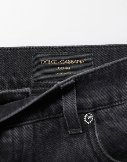 Dolce &amp; Gabbana – Schwarze Jeanshose mit weitem Bein und entspannter Passform