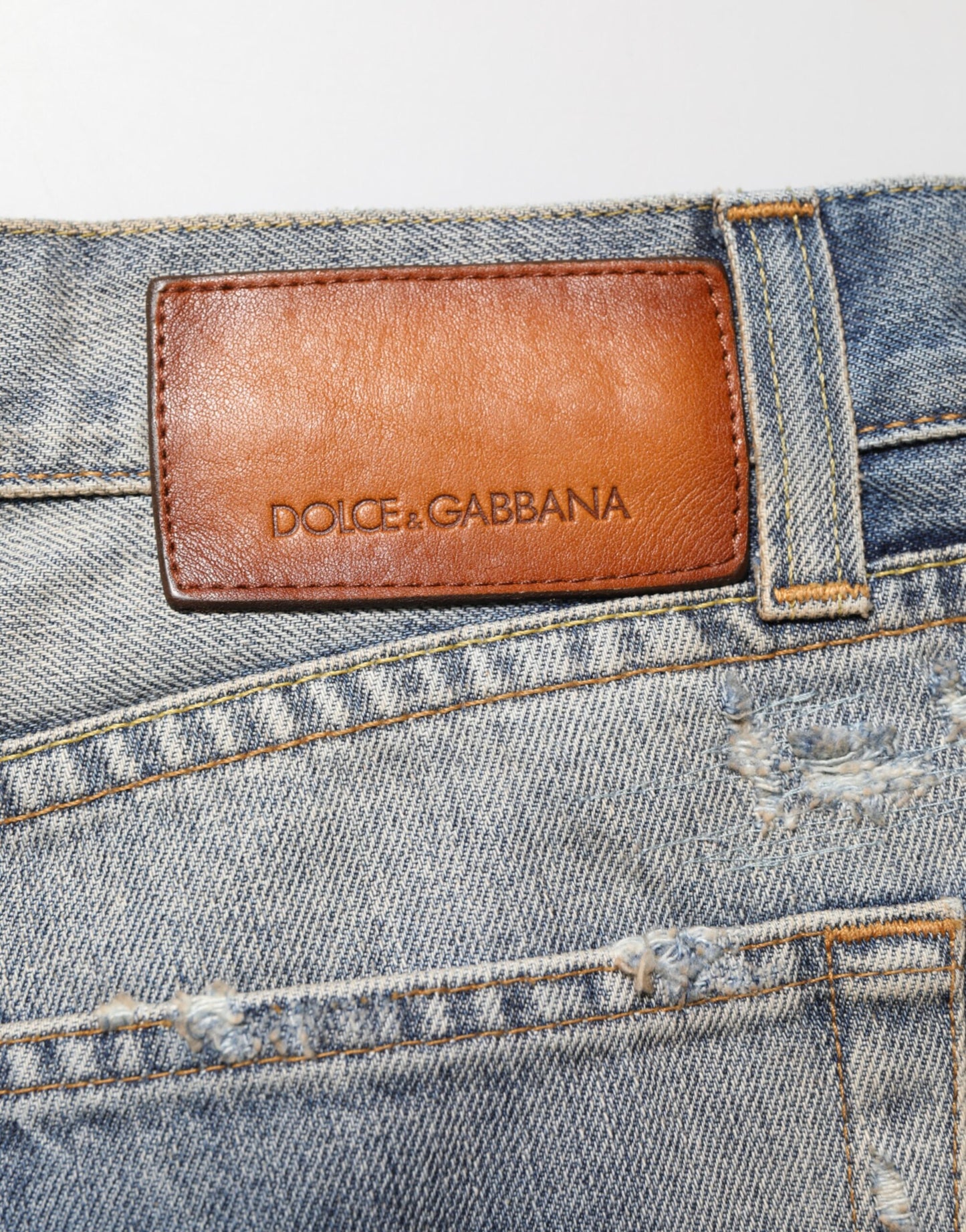Dolce &amp; Gabbana – Blaue Jeans im Used-Look mit schmaler Passform