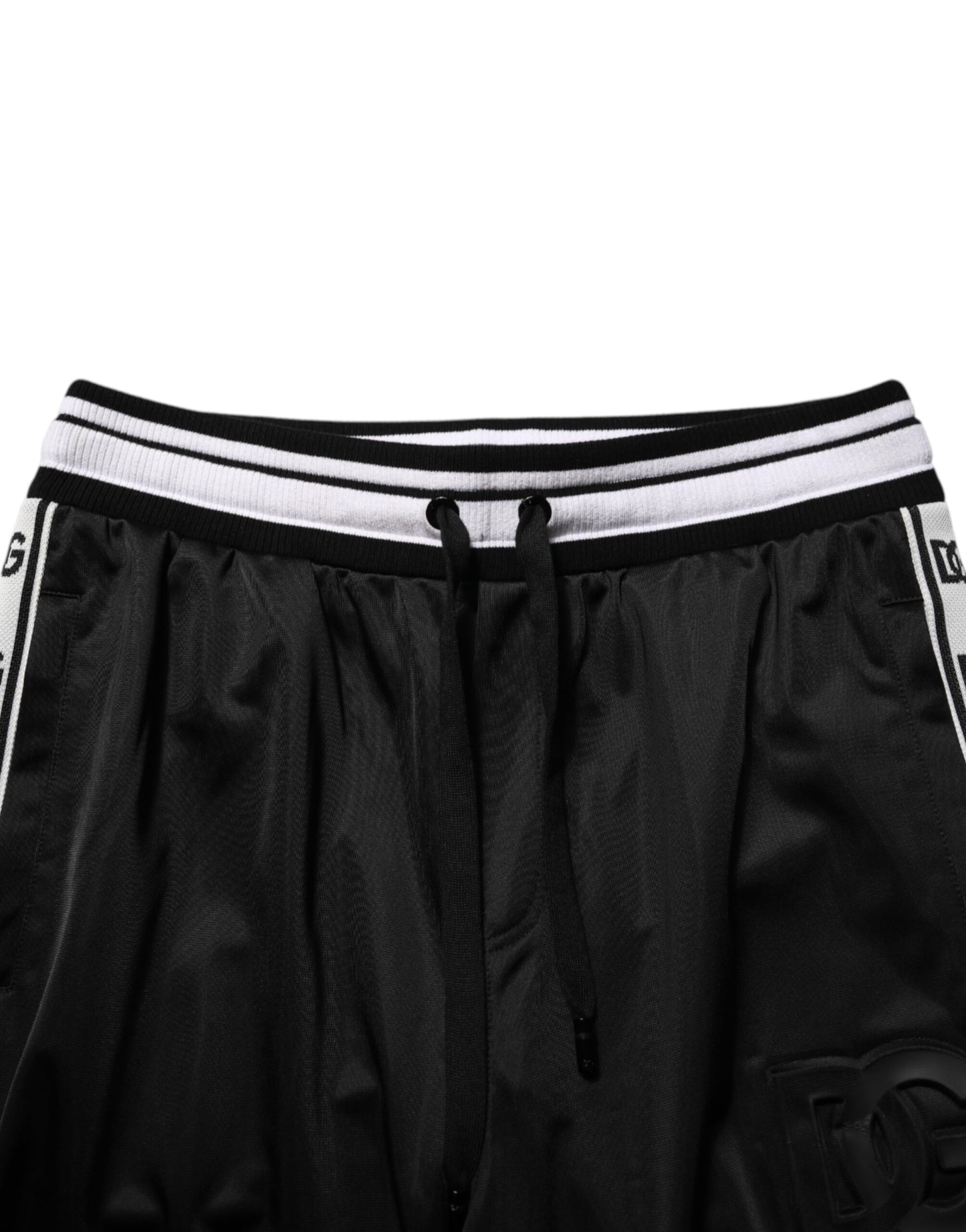 Dolce &amp; Gabbana – Schwarze Jogginghose aus Polyester mit Logostreifen