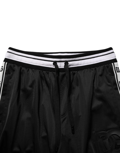 Dolce &amp; Gabbana – Schwarze Jogginghose aus Polyester mit Logostreifen