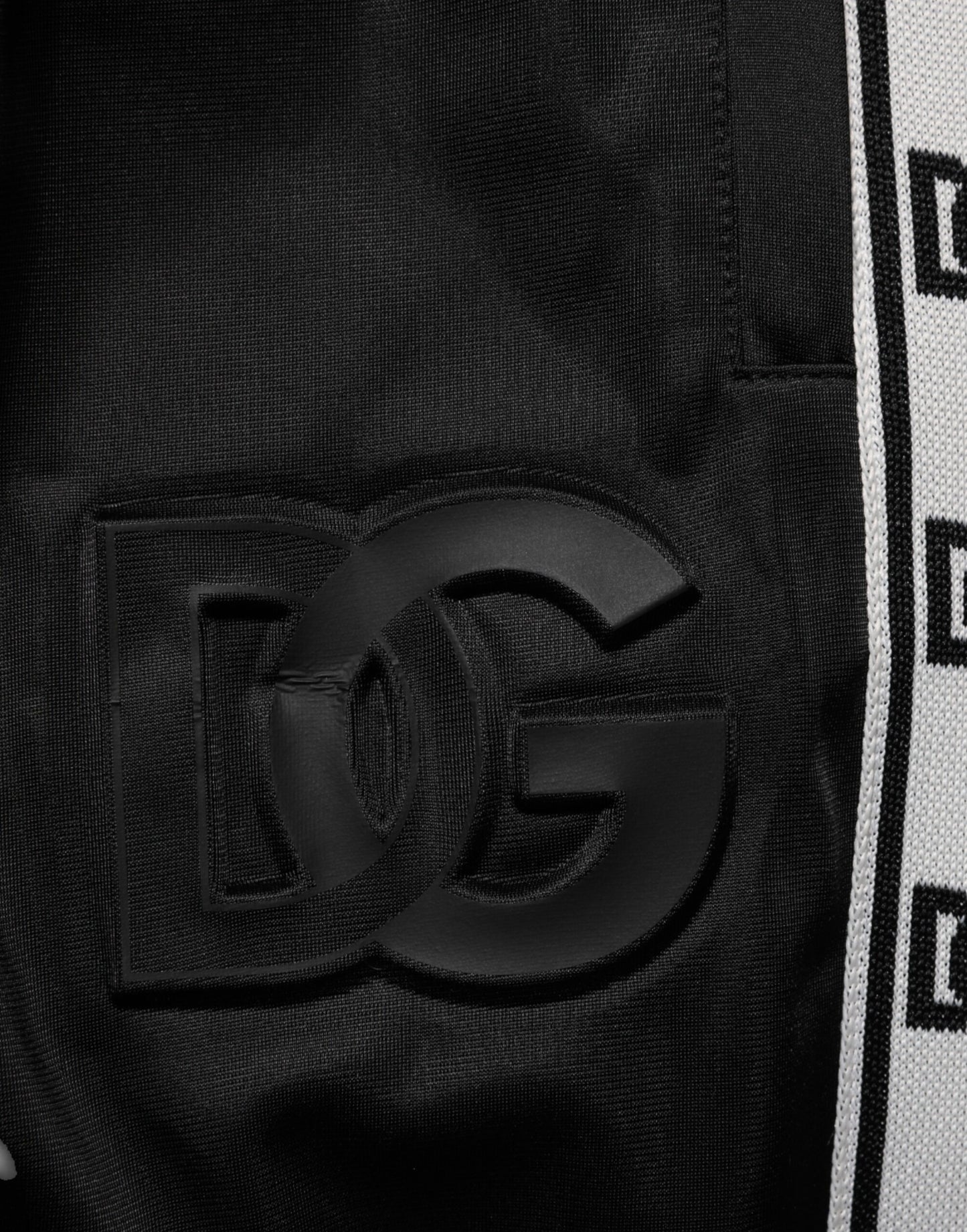 Dolce &amp; Gabbana – Schwarze Jogginghose aus Polyester mit Logostreifen