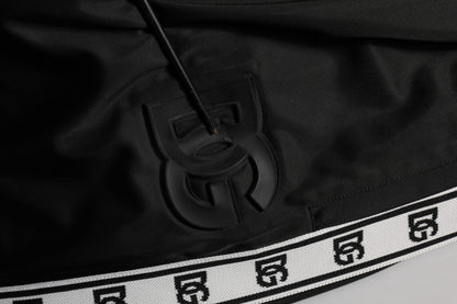 Dolce &amp; Gabbana – Schwarze Jogginghose aus Polyester mit Logostreifen