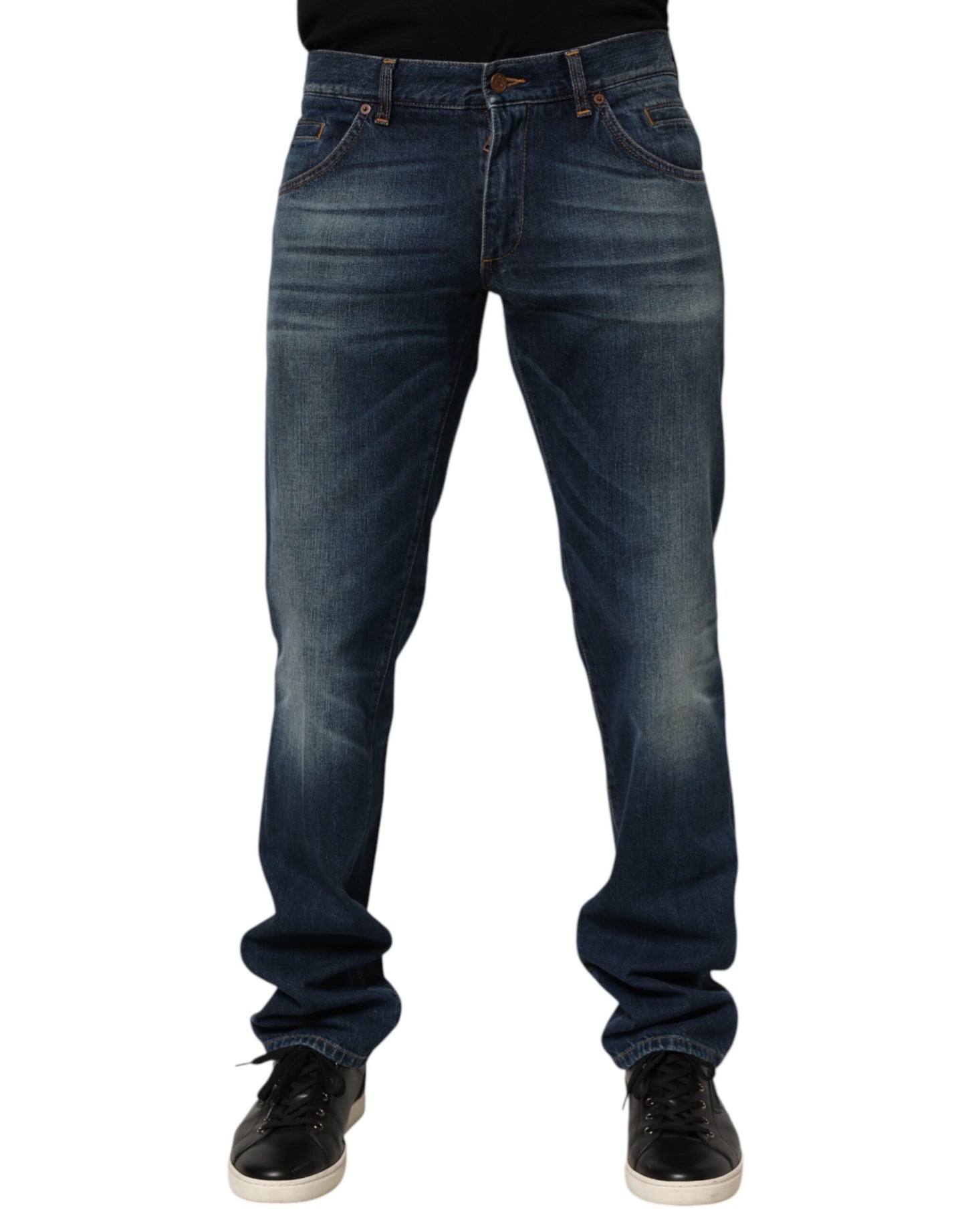 Dolce &amp; Gabbana Dunkelblaue Skinny Jeans aus gewaschener Baumwolle für Herren