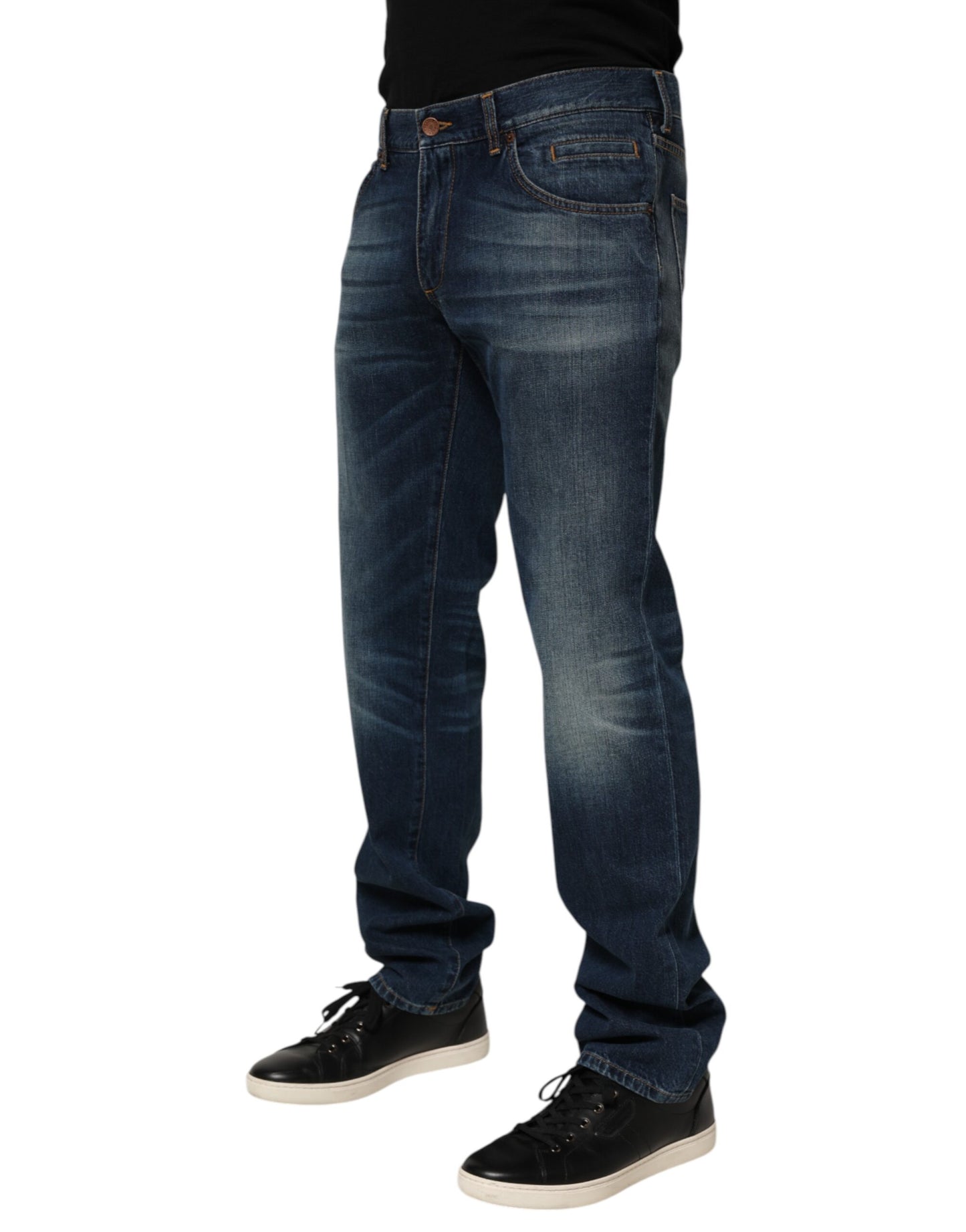 Dolce &amp; Gabbana Dunkelblaue Skinny Jeans aus gewaschener Baumwolle für Herren