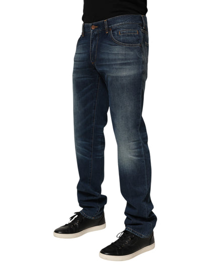 Dolce &amp; Gabbana Dunkelblaue Skinny Jeans aus gewaschener Baumwolle für Herren