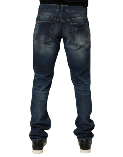 Dolce &amp; Gabbana Dunkelblaue Skinny Jeans aus gewaschener Baumwolle für Herren