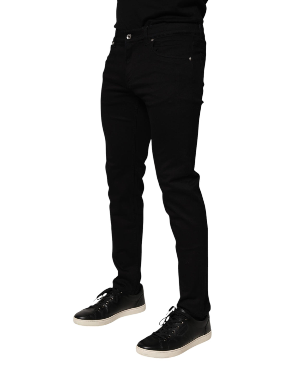 Dolce &amp; Gabbana – Enge Herrenhose aus schwarzer Baumwollmischung