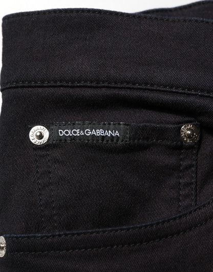 Dolce &amp; Gabbana – Enge Herrenhose aus schwarzer Baumwollmischung