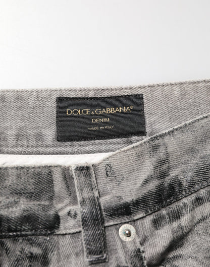Dolce &amp; Gabbana Jeanshose mit Grafikdruck in Schwarz und Grau