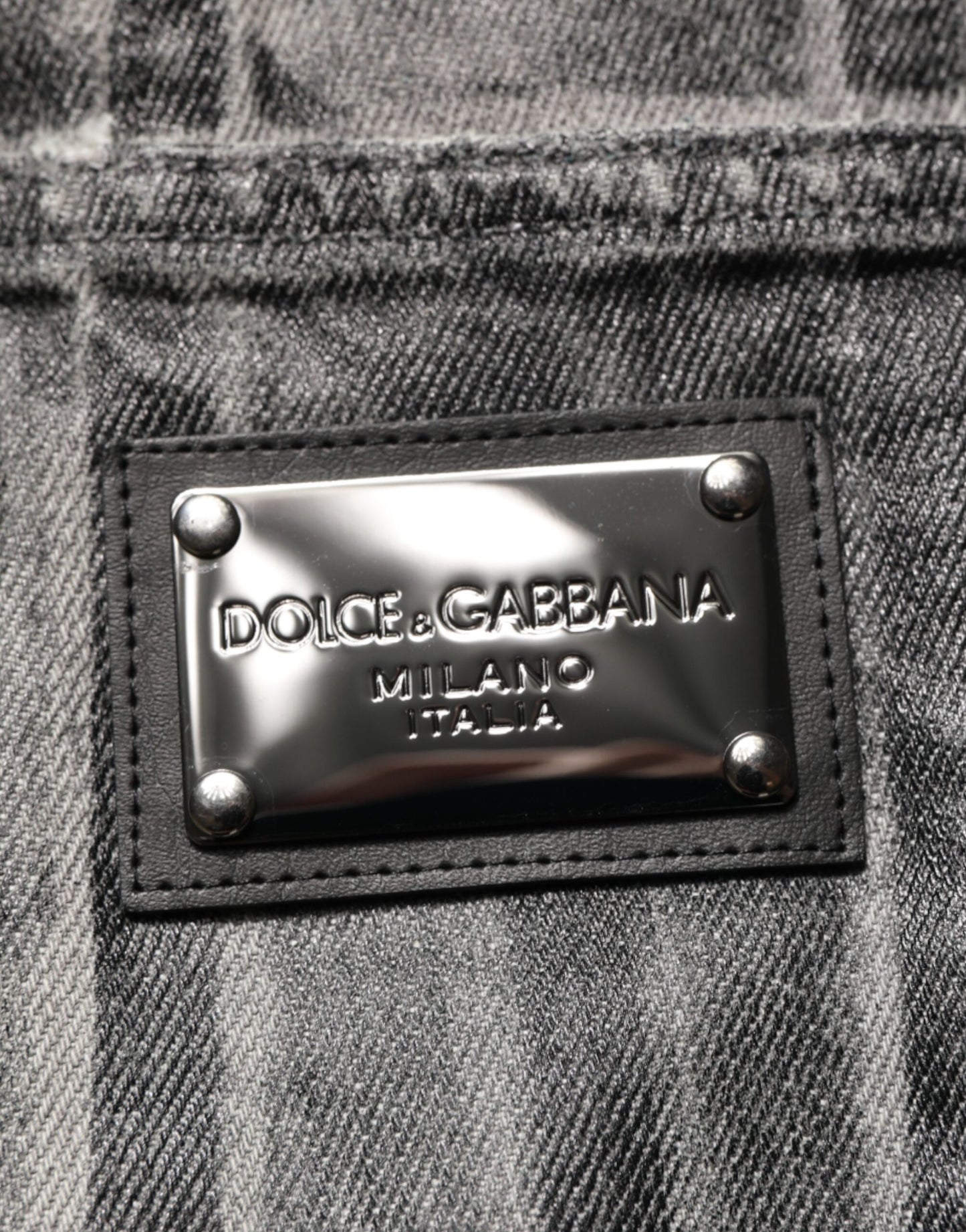 Dolce &amp; Gabbana Jeanshose mit Grafikdruck in Schwarz und Grau