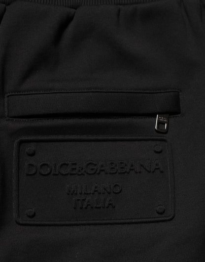 Dolce &amp; Gabbana – Schwarze Jogginghose aus Baumwolle mit Kordelzug und Logo