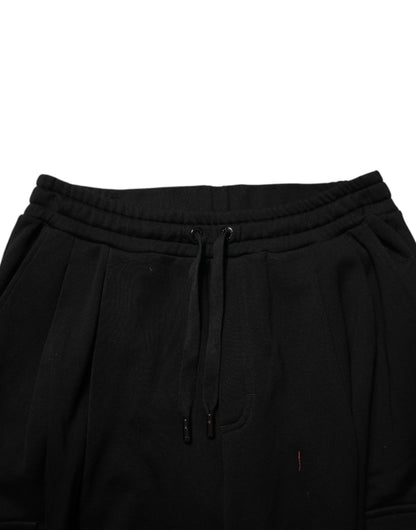 Dolce &amp; Gabbana – Cargo-Jogginghose aus Baumwollmischung in Schwarz mit Kordelzug