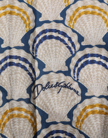 Dolce &amp; Gabbana – Cremefarbenes Hemd aus Baumwolle und Seide mit Hawaii-Muschel-Print
