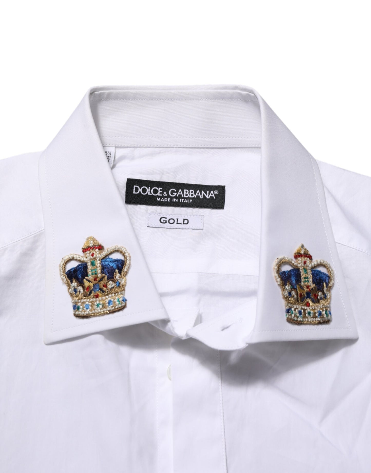 Dolce &amp; Gabbana – Weißes, GOLDENES Hemd mit Kronenkragen und formeller Kleidung