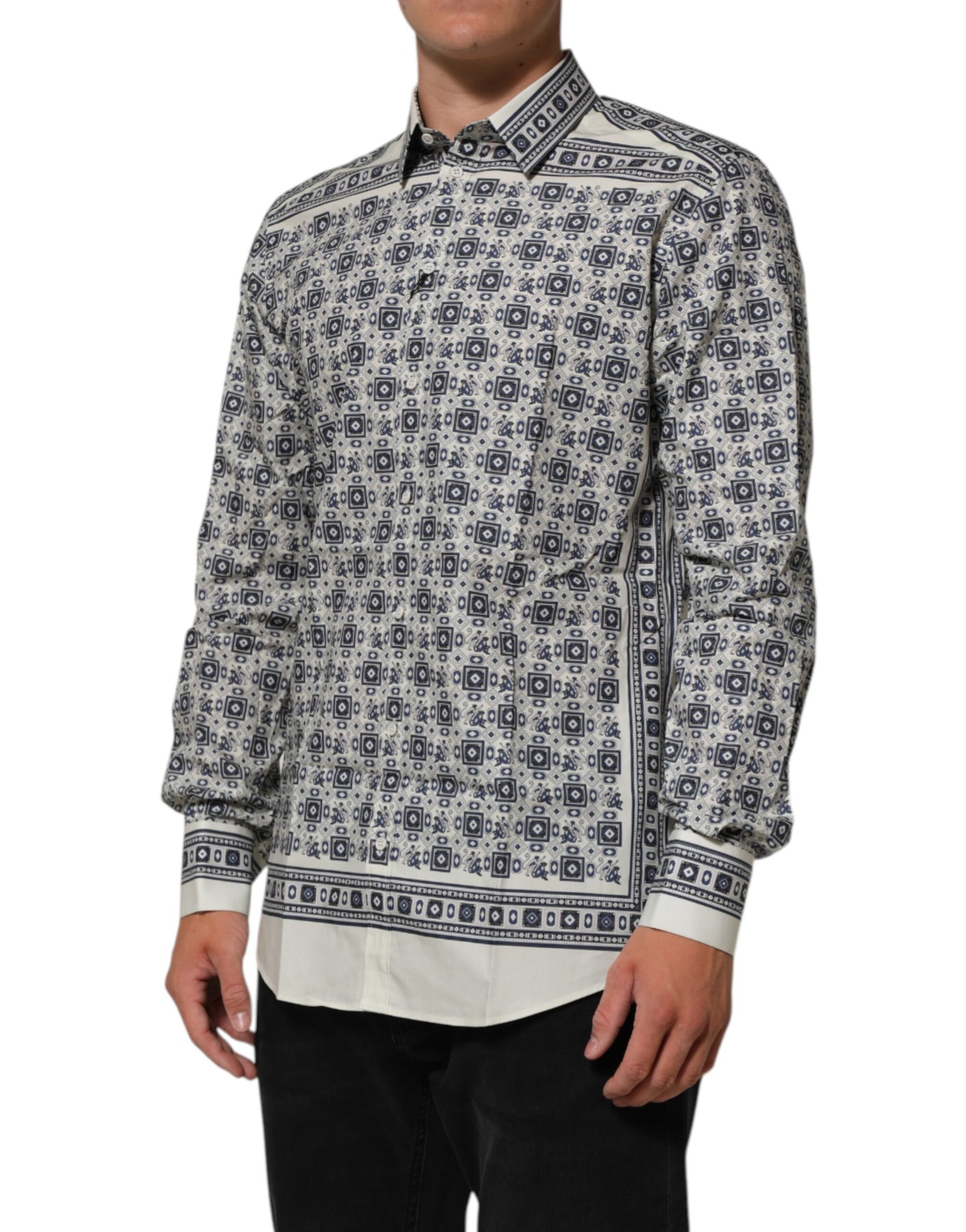 Dolce &amp; Gabbana – Mehrfarbiges Hemd mit Affenkrawatten-Print in Gold