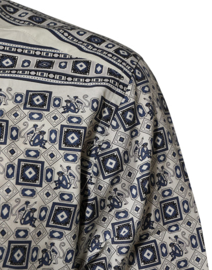 Dolce &amp; Gabbana – Mehrfarbiges Hemd mit Affenkrawatten-Print in Gold