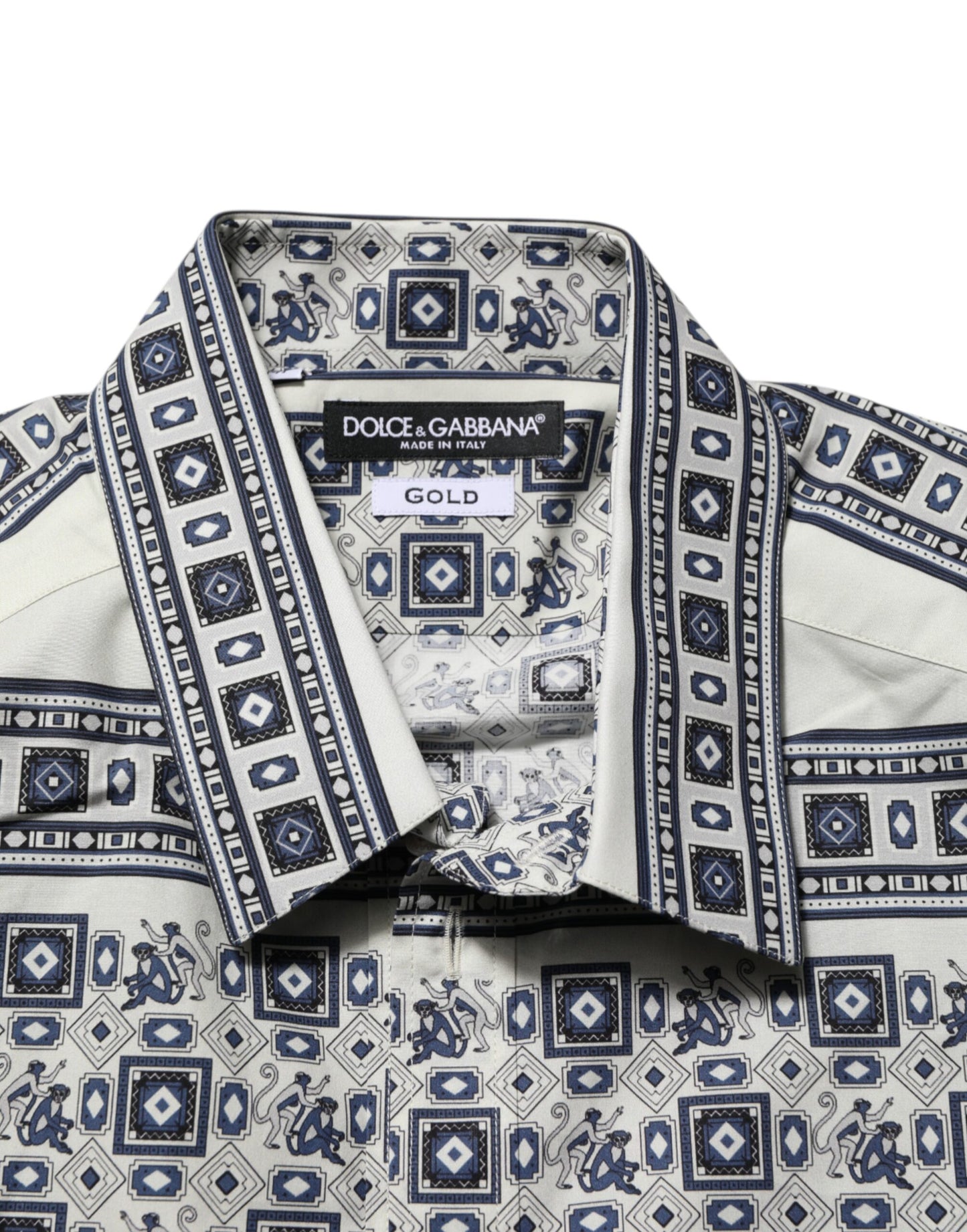 Dolce &amp; Gabbana – Mehrfarbiges Hemd mit Affenkrawatten-Print in Gold
