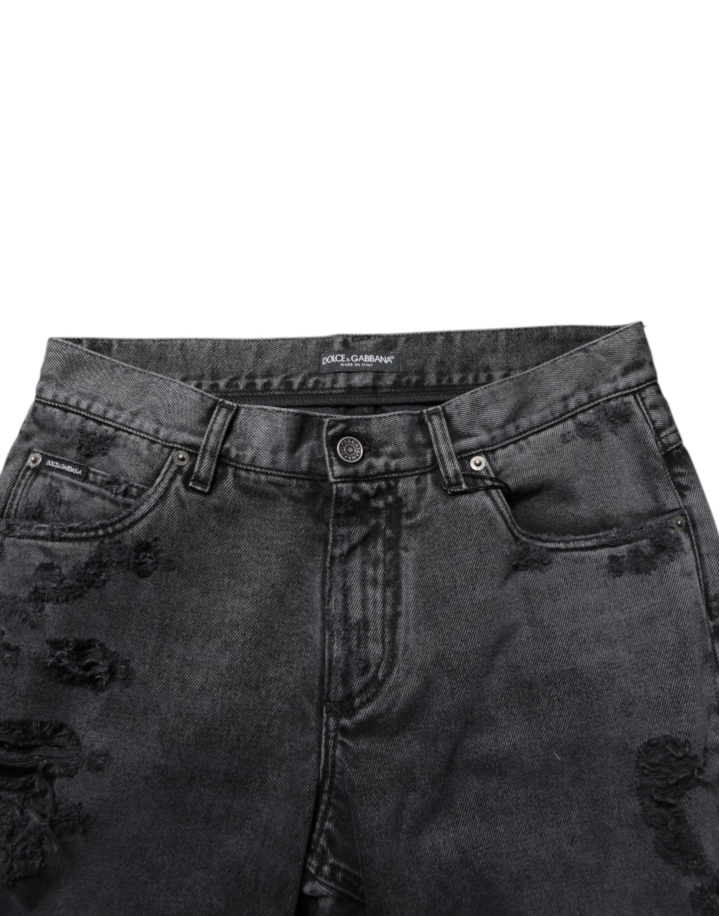 Dolce &amp; Gabbana Schwarze, zerfetzte Skinny-Jeans aus Baumwolle für Herren