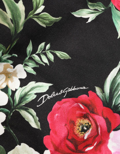 Dolce &amp; Gabbana – Schwarze, geblümte Baumwoll-Kleiderhose
