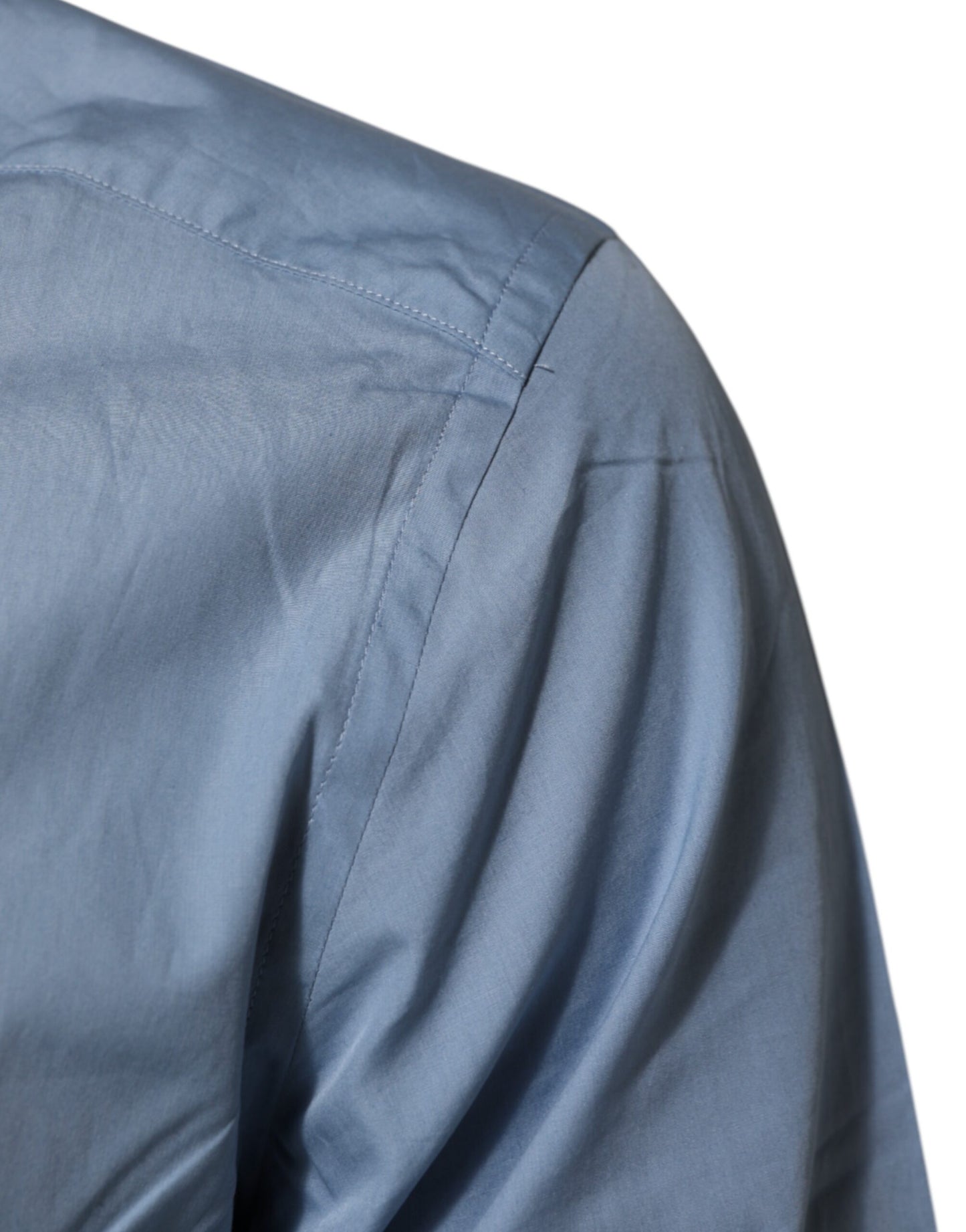 Dolce &amp; Gabbana – Blaues, goldenes Hemd aus Baumwolle mit Kragen