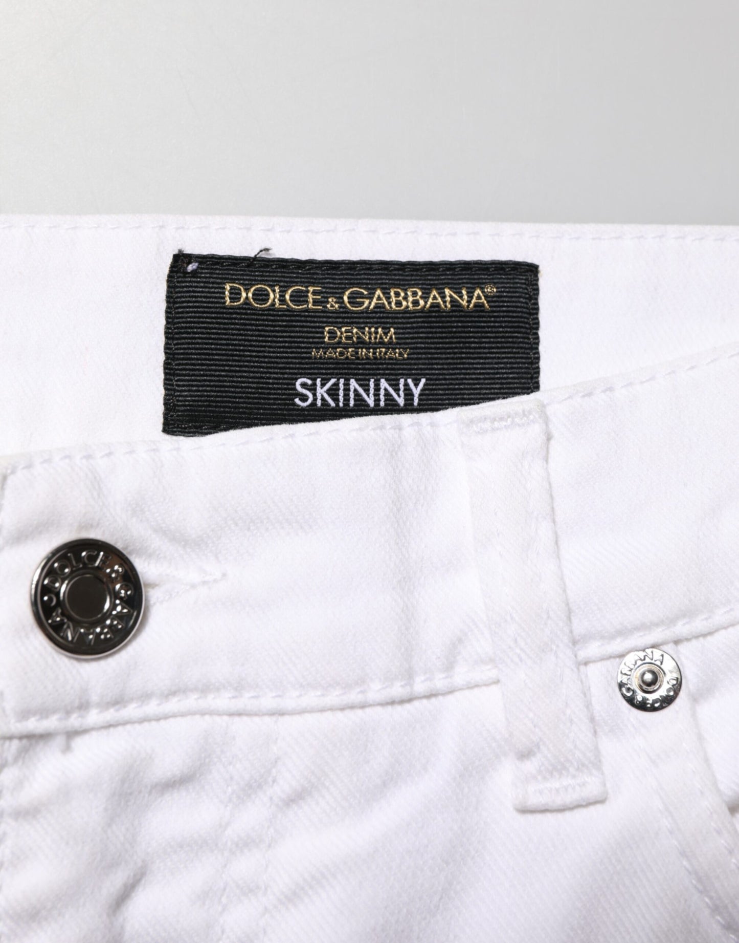 Dolce &amp; Gabbana – Weiße Skinny-Jeans aus zerrissener Baumwolle für Herren