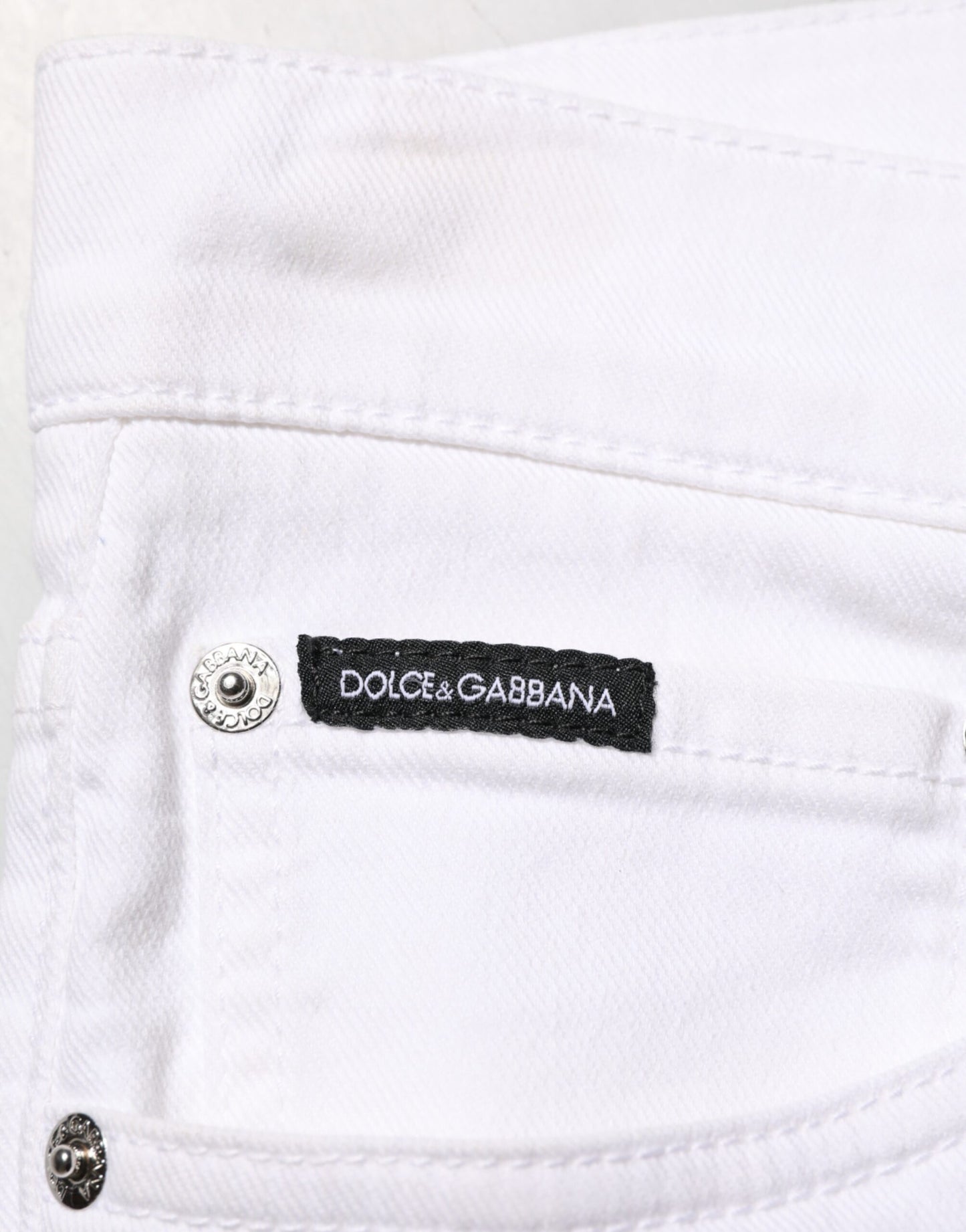 Dolce &amp; Gabbana – Weiße Skinny-Jeans aus zerrissener Baumwolle für Herren
