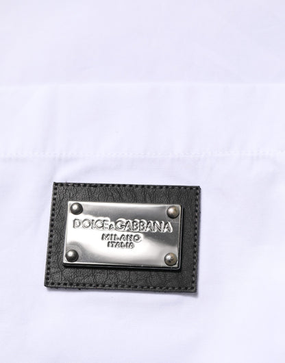 Dolce &amp; Gabbana – Weißes, formelles Hemd mit Kragen und Logo-Plakette